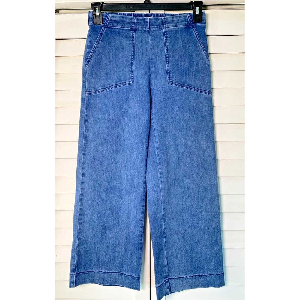 NEW Nic + Zoe Jeans Light Wash Pull On Stretch Crop Wide Leg Casual Lux Denim 4